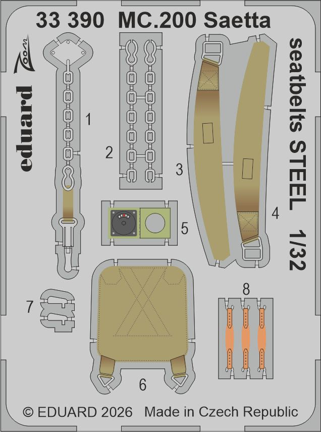 Eduard 33390 1:32 Macchi C.200 Saetta Seatbelts STEEL