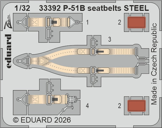 Eduard 33392 1:32 North-American P-51B Mustang Seatbelts STEEL