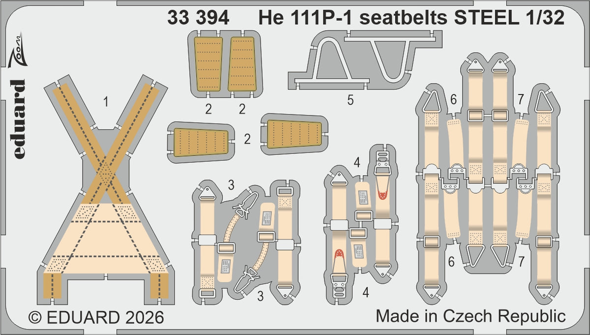 Eduard 33394 1:32 Heinkel He-111P-1 seatbelts STEEL