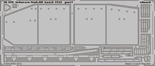 Eduard 36239 1:35 Schurzen Sturmgesgutz/StuG.III Ausf.G 1943 Schurzen