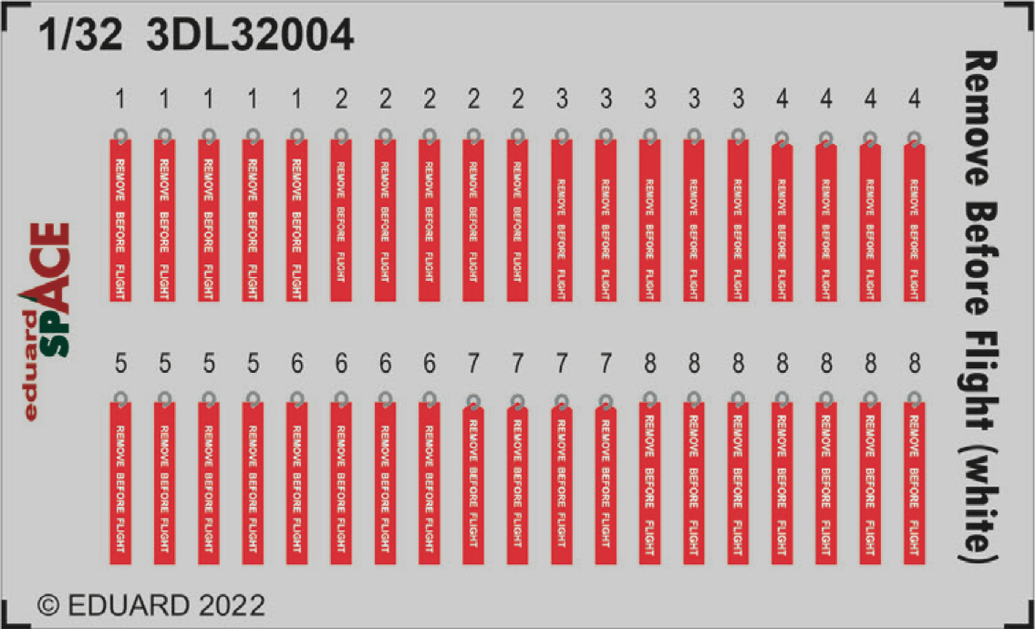 Eduard 3DL32004 1:32 Remove Before Flight (white) SPACE 3D Decal instruments with etched parts 1/32