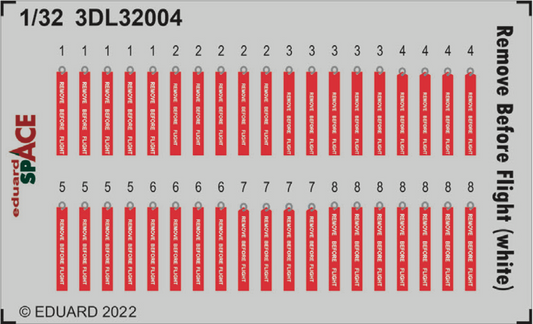 Eduard 3DL32004 1:32 Remove Before Flight (white) SPACE 3D Decal instruments with etched parts 1/32