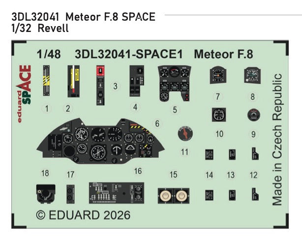 Eduard 3DL32041 1:32 Gloster Meteor F.8 instruments SPACE