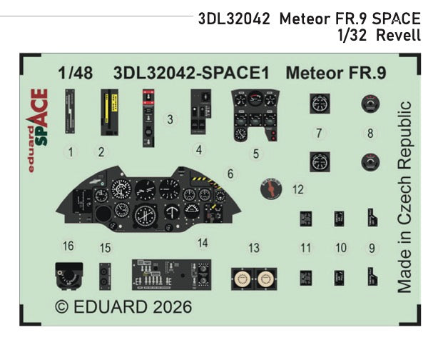 Eduard 3DL32042 1:32 Gloster Meteor FR.9 instrument SPACE