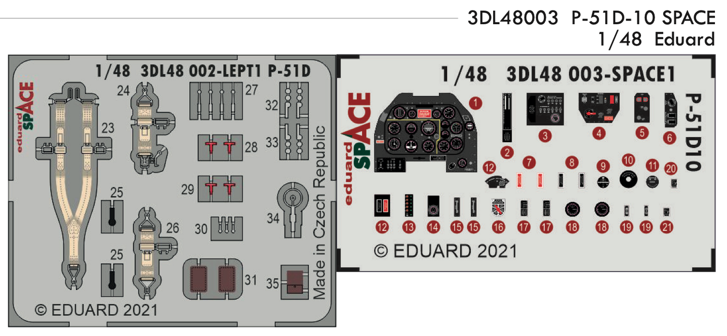 Eduard 3DL48003 1:48 North-American P-51D-10 Mustang SPACE