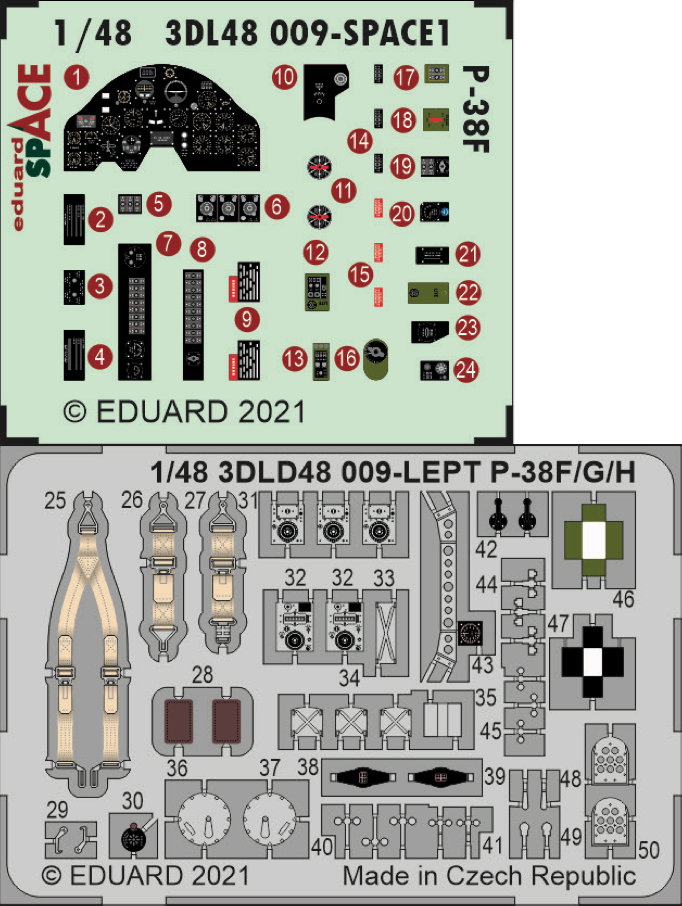 Eduard 3DL48009 1:48 Lockheed P-38F Lightning SPACE