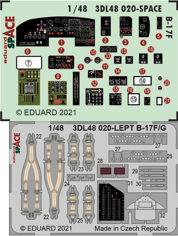 Eduard 3DL48020 1:48 B-17F Flying Fortress SPACE