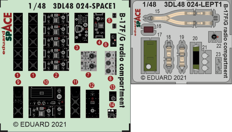 Eduard 3DL48024 1:48 B-17F/B-17G Flying Fortress radio compartment SPACE