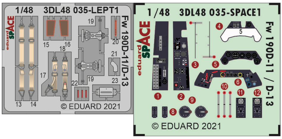 Eduard 3DL48035 1:48 Focke-Wulf Fw-190D-11/13 SPACE 3D-Printed Instrument Decals