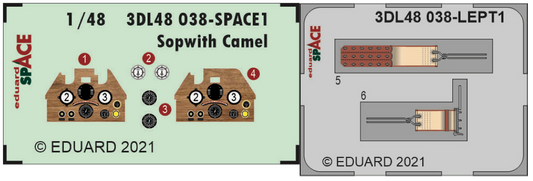 Eduard 3DL48038 1:48 Sopwith Camel SPACE 3D-Printed Instrument Decals