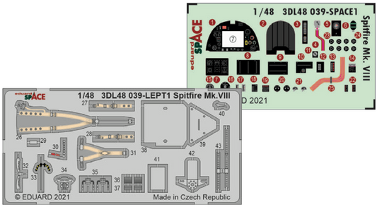 Eduard 3DL48039 1:48 Supermarine Spitfire Mk.VIII SPACE 3D-Printed Instrument Decals