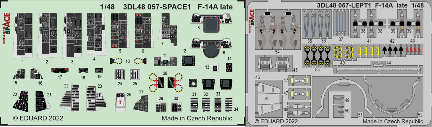 Eduard 3DL48057 1:48 Grumman F-14A Tomcat Late SPACE 3D-Printed Instrument Decals