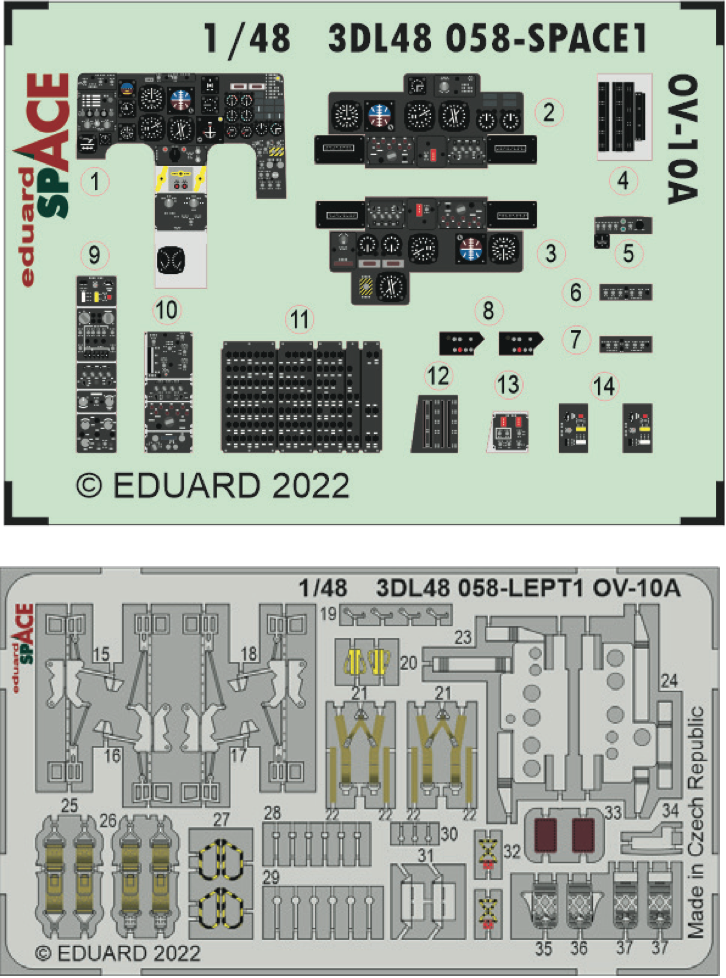 Eduard 3DL48058 1:48 OV-10A Bronco SPACE 3D Decal instruments with etched parts