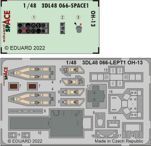 Eduard 3DL48066 1:48 Bell OH-13 Sioux SPACE 3D-Printed Instrument Decals