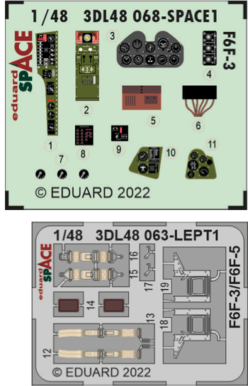 Eduard 3DL48068 1:48 Grumman F6F-3 Hellcat SPACE 3D-Printed Instrument Decals