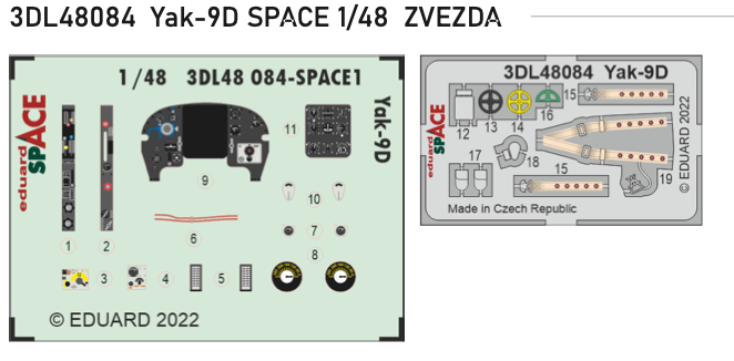 Eduard 3DL48084 1:48 Yakovlev Yak-9D SPACE 3D-Printed Instrument Decals