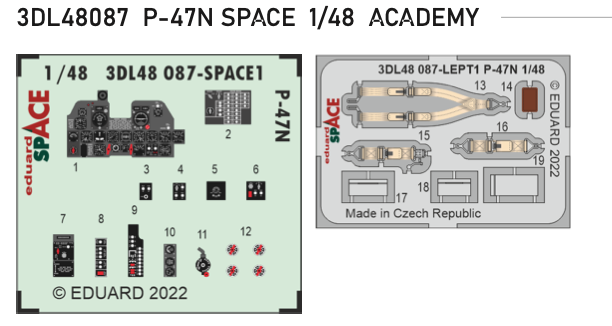 Eduard 3DL48087 1:48 Republic P-47N Thunderbolt SPACE 3D-Printed Instrument Decals