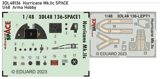 Eduard 3DL48136 1:48 Hawker Hurricane Mk.IIc SPACE for Arma Hobby