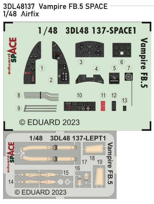 Eduard 3DL48137 1:48 de Havilland Vampire FB.5 SPACE for Airfix