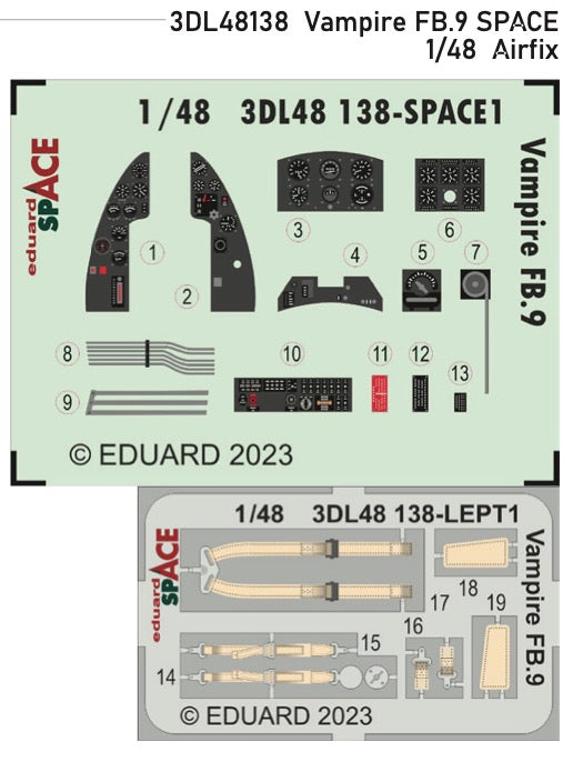 Eduard 3DL48138 1:48 de Havilland Vampire FB.9 SPACE for Airfix