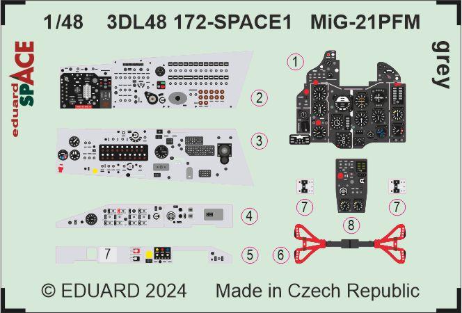 Eduard 3DL48172 1:48 Mikoyan MiG-21PFM grey SPACE