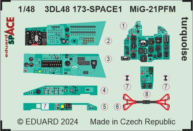 Eduard 3DL48173 1:48 Mikoyan MiG-21PFM turquoise SPACE