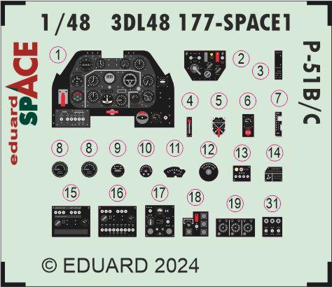 Eduard 3DL48177 1:48 North-American P-51B/P-51C SPACE