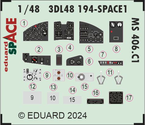 Eduard 3DL48194 1:48 Morane-Saulnier MS.406C1 SPACE