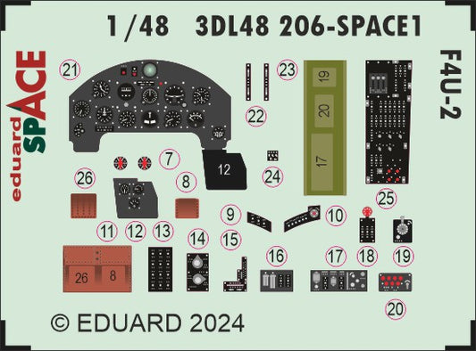 Eduard 3DL48206 1:48 Vought F4U-2 Corsair SPACE