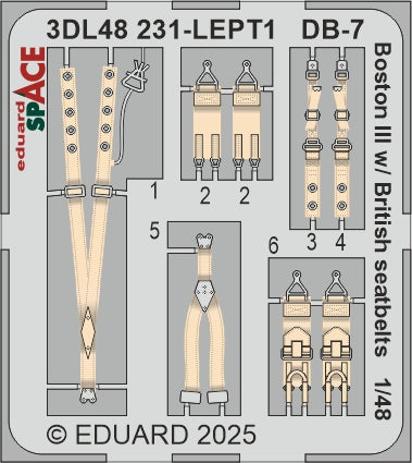 Eduard ED3DL48231 1:48 Douglas Boston III/US DB-7B w/ British seatbelts SPACE
