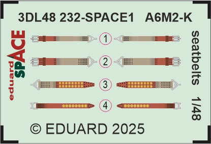 Eduard ED3DL48232 1:48 Mitsubishi A6M-2K seatbelts SPACE