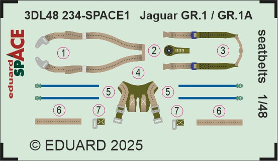 Eduard ED3DL48234 1:48 Sepecat Jaguar GR.1/GR.1A seatbelts SPACE