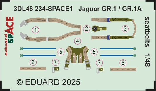 Eduard ED3DL48234 1:48 Sepecat Jaguar GR.1/GR.1A seatbelts SPACE