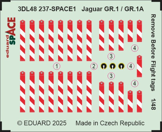 Eduard 3DL48237 1:48 Sepecat Jaguar GR.1 / GR.1A Remove Before Flight tags SPACE