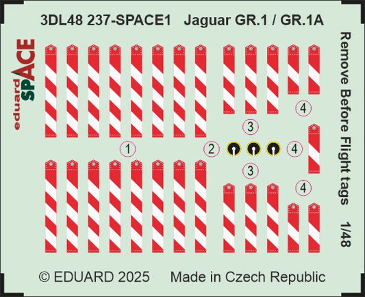 Eduard 3DL48237 1:48 Sepecat Jaguar GR.1 / GR.1A Remove Before Flight tags SPACE