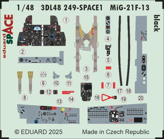 Eduard 3DL48249 1:48 Mikoyan MiG-21F-13 black SPACE