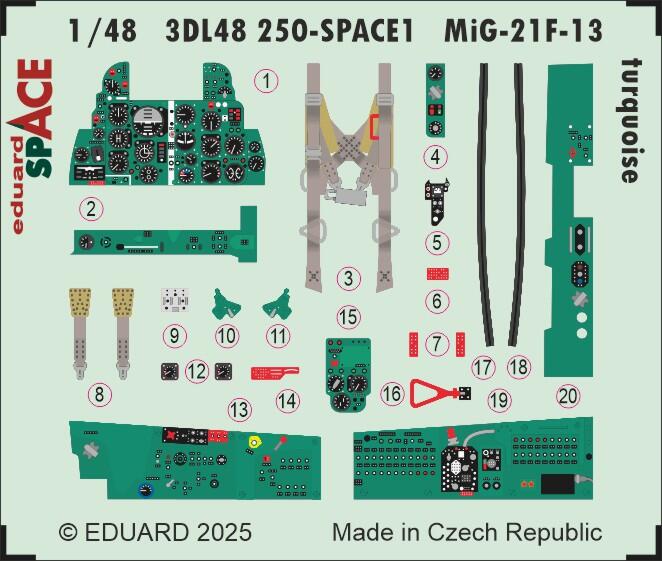 Eduard 3DL48250 1:48 Mikoyan MiG-21F-13 turquoise SPACE
