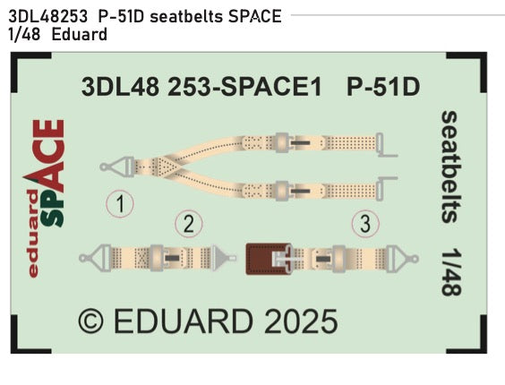 Eduard 3DL48253 1:48 North-American P-51D Mustang seatbelts SPACE