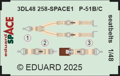 Eduard 3DL48258 1:48 North-American P-51B/C seatbelts SPACE set