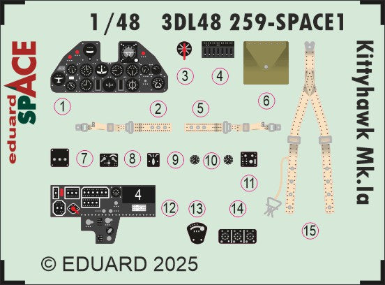 Eduard 3DL48259 1:48 Curtiss Kittyhawk Mk.Ia SPACE set