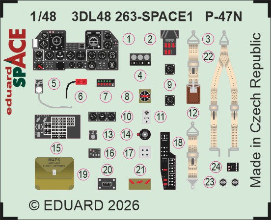 Eduard 3DL48263 1:48 Republic P-47N Thunderbolt SPACE set