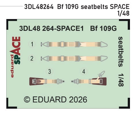 Eduard 3DL48264 1:48 Messerschmitt Bf-109G seatbelts SPACE