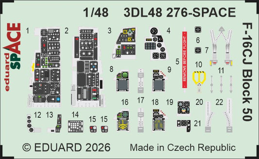 Eduard 3DL48276 1:48 Lockheed-Martin F-16CJ Fighting Falcon Block 50 SPACE 3D-Printed Decal Instruments