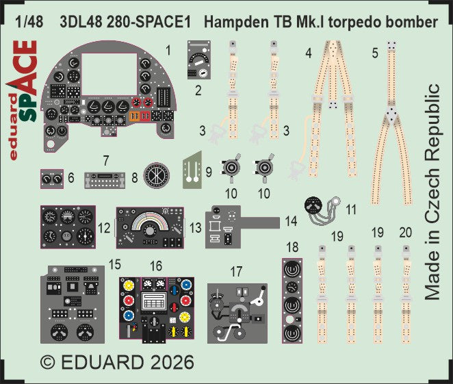 Eduard 3DL48280 1:48 Handley-Page Hampden TB Mk.I torpedo bomber SPACE