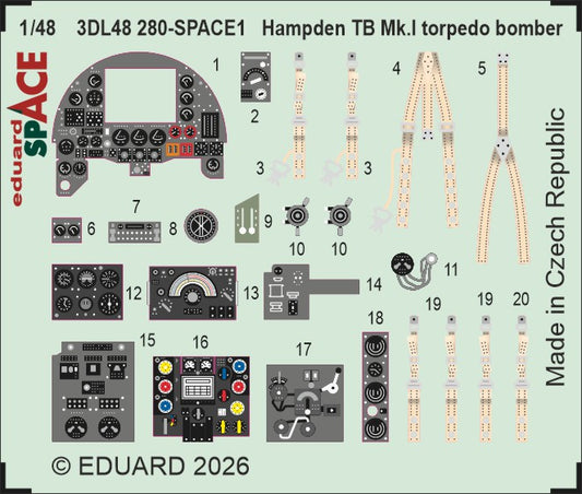 Eduard 3DL48280 1:48 Handley-Page Hampden TB Mk.I torpedo bomber SPACE