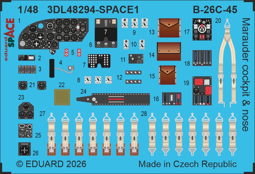 Eduard 3DL48294 1:48 Martin B-26C-45 Marauder Cockpit & Nose SPACE