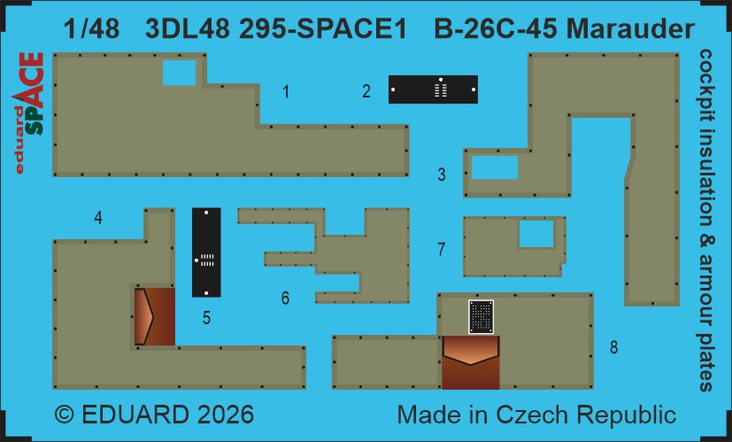 Eduard 3DL48295 1:48 Martin B-26C-45 Marauder Cockpit Insulation & Armour Plates SPACE