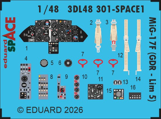 Eduard 3DL48301 1:48 Mikoyan MiG-17F (GDR - Lim 5) SPACE