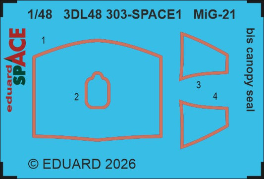 Eduard 3DL48303 1:48 Mikoyan MiG-21bis Canopy Seal SPACE