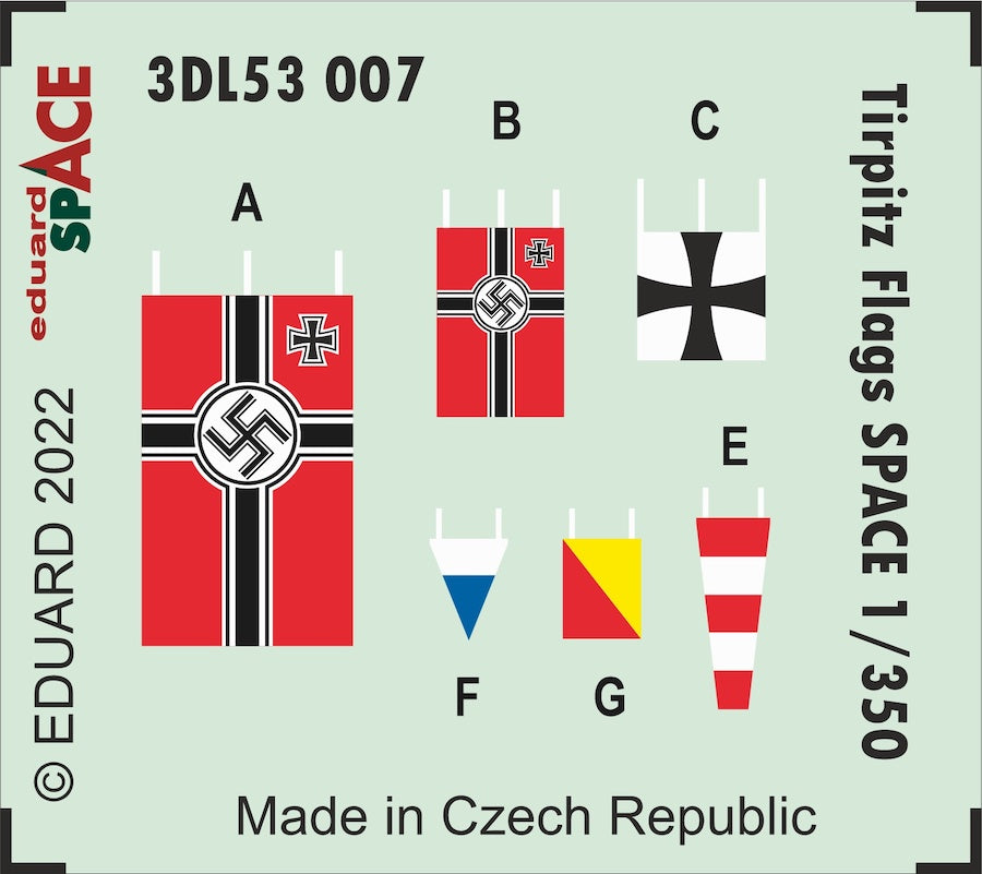 Eduard 3DL53007 1:350 German Tirpitz Flags SPACE 3D-Printed Decal